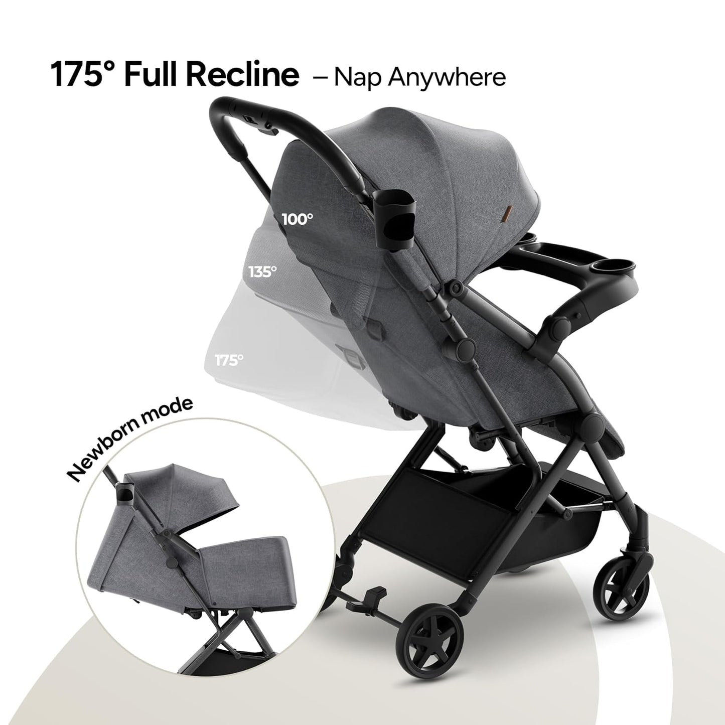 Mompush Lithe V2 Lightweight Travel Stroller, Compact Foldable Baby Stroller with Travel Bag, One-Hand Fold Stroller, Snack Tray, Mechanical Recline Seat, Airplane-Ready, Organizer & Rain Cover