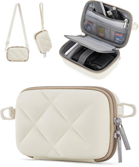 BAGSMART Digital Camera Case, Protective & Lightweight Camera Case with 2 Carrying Ways, Waterproof & Shockproof Small Camera Bag for Canon PowerShot G7X Mark II/III/Sony DSCW800/DSCW830 - Beige