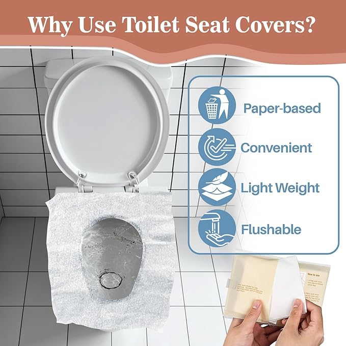 Toilet Seat Covers Disposable Flushable - 10 Pack Portable Travel Toilet Seat Cover, Individually Wrapped Potty Training Covers for Women, Mini Purse Size for Airplane Hotel Camping Bathroom