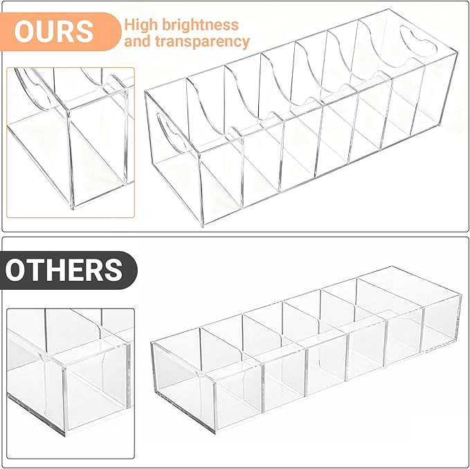 Belt Organizer, Acrylic Belt Racks, 7 Compartments Belt Container Storage Holder, Clear Belt Display Case for Closet Tie and Bow Tie
