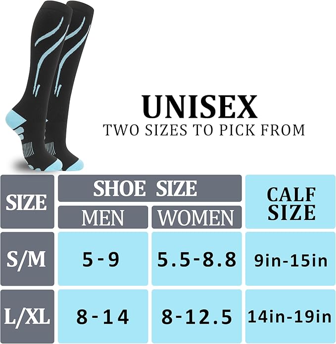 fenglaoda 3 Pairs Compression Socks for Women & Men Knee High Nurse Pregnant Cute Medical Running Travel Athletic