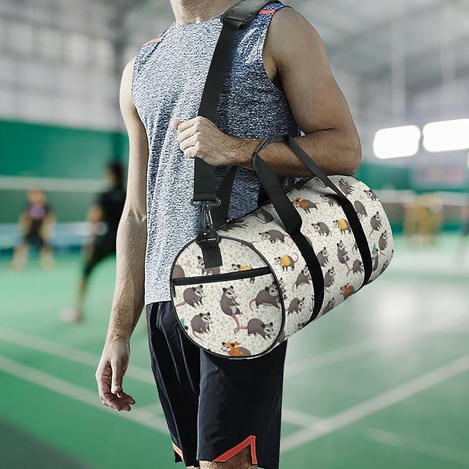 Dance Sports Gymnastics Bag Floral Possum Opossum Foldable Gym Bags Lightweight Travel Sports Bag Unisex Gym Duffel Bags