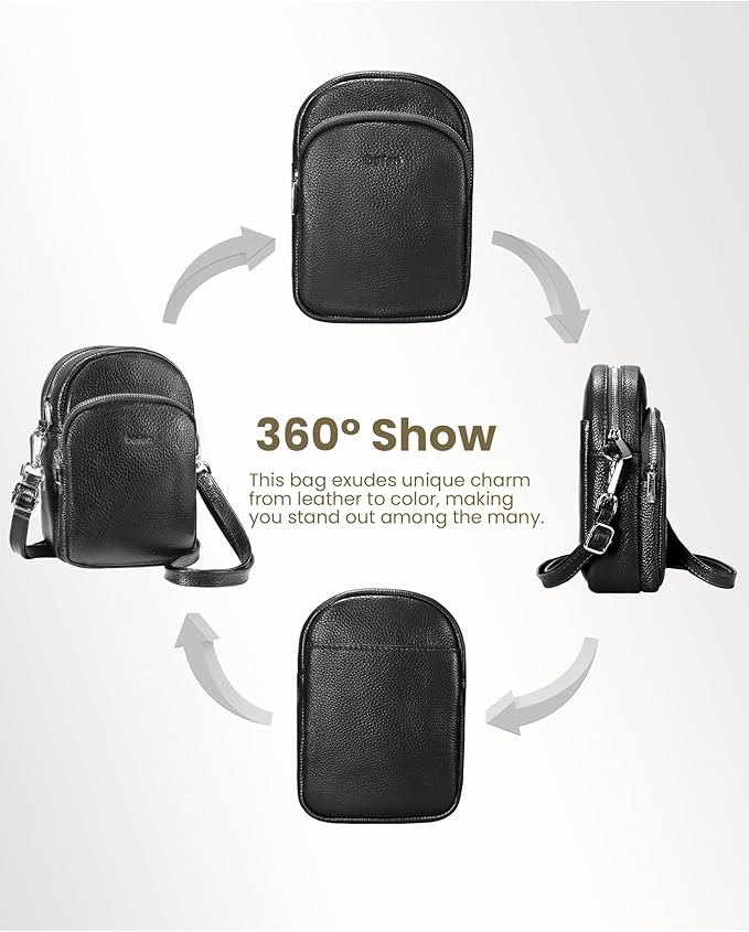 befen Genuine Leather Small Crossbody Bags for Women Cross Body Bag Purses Cell Phone Purse for Travel with RFID Card Slots
