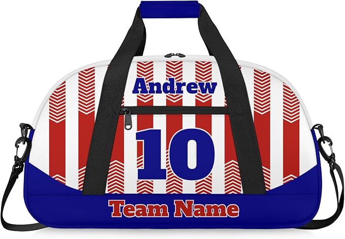 Basketball Soccer Gifts for Boys Girls - Custom Sports Duffle Bag, Personalized Name & Team Bag, Water-Resistant Gym Bag for Basketball, Soccer, Volleyball | Y-Red Navy