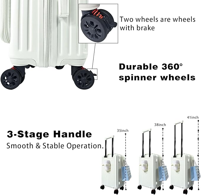 Carry on Luggage 22x14x9 Airline Approved, Hard Shell Carry on Suitcases with Wheels, Top-open Design Luggage with Spinner wheels, Expandable Suitcase with YKK zipper, Lightweight and Durable.