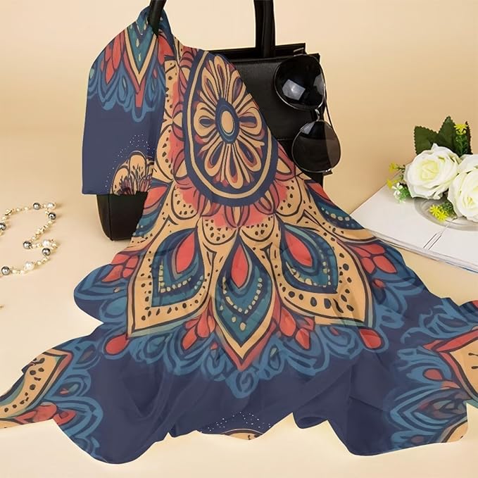 Oversized Lightweight Thin Beach Towel Compact Sandproof Fast Dry Clearance Towels Sand Free Pool Travel Essentials Accessories Women Men Adult Gifts Size S, Boho Flower Print Blue Brown