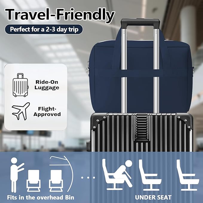 Gym Bag for Women Men, Water-Resistant Duffle Bag for Travel Sports, Lightweight Carry On Bag with Handles and Detachable Shoulder Strap (Blue)