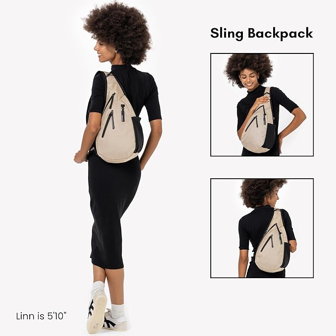 Sherpani Esprit, Anti Theft Sling Bag, Sling Backpack, 10L Travel Bag, Crossbody Backpack, Travel Gift for Women, Fits 10 Inch Tablet (Straw Signature)