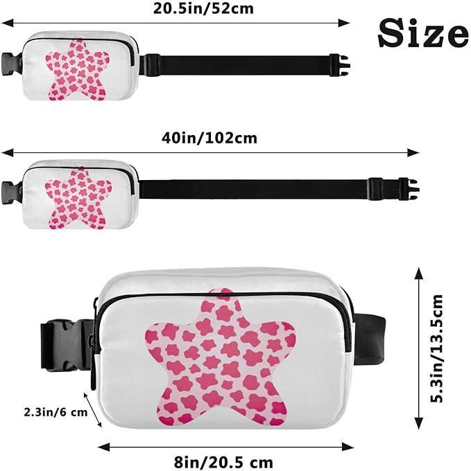 Pink Leopard Star Fanny Pack for Women Men Water Resistant Fashion Waist Packs with Adjustable Strap Belt Bag for Travel Workout Jogging Hiking 21218088