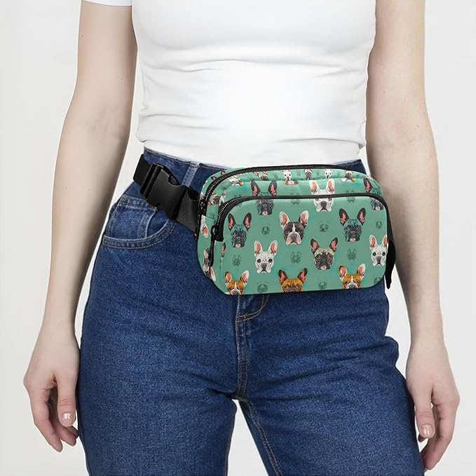 Kawaii French Bulldog Fanny Pack for Women Men Water Resistant Fashion Waist Packs with Adjustable Strap Belt Bag for Travel Workout Jogging Hiking 21219312