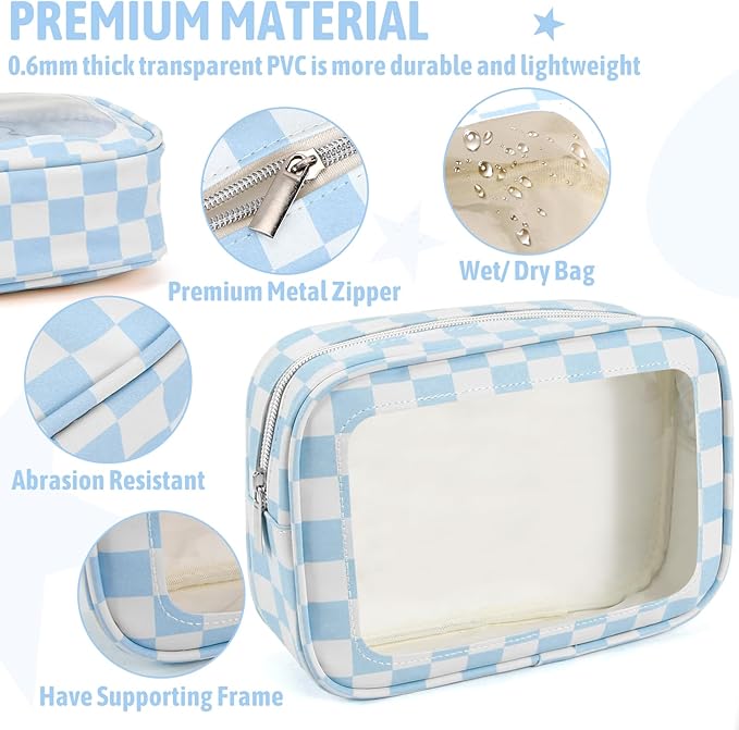 5PCS Diaper Bag Organizer Pouch Set, TSA Approved Toiletry Bag，Clear Waterproof TPU Makeup Bag Set Travel Organizer Bags for Women and Kids
