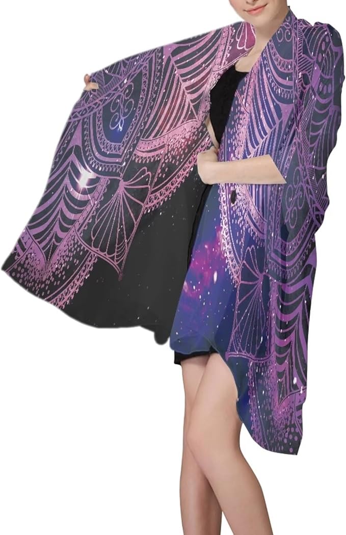 Starry Purple Mandala Print Quick Dry Beach Towel, Adult Oversized Lightweight Beach Towels Sand Free Absorbent Compact Beach Thin Blanket for Swimming Camping Pool (66"x44") Size S