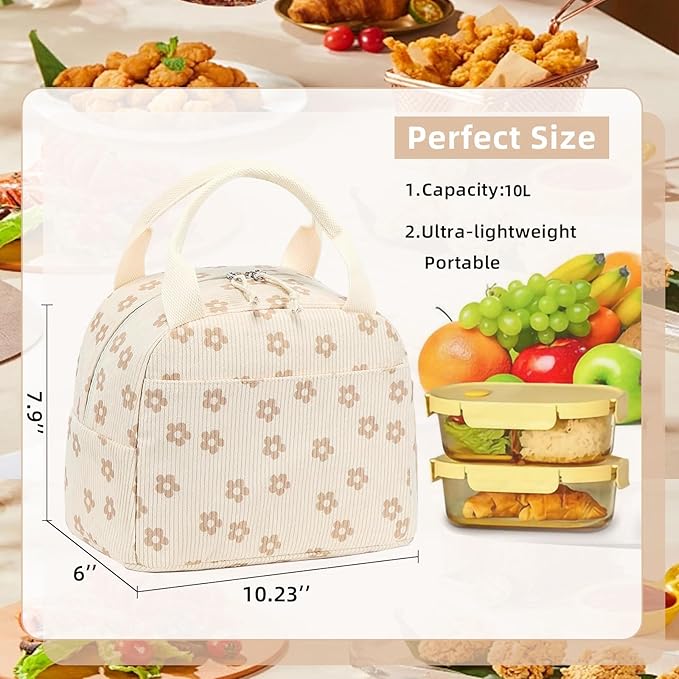 LEDAOU Lunch Box for Women Insulated Lunch Bag Cute Lunchbox Compact Cooler Thermal Reusable Lunch Tote for Work School Picnic Travel