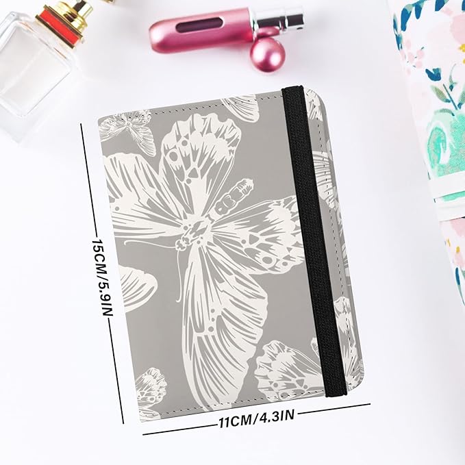 Cute Passport Holder and Holder Combo Passport Cover with RFID Blocking Women Men Compatible Wallet Credit Card Protector(White Butterfly)