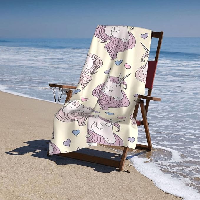 Cute Unicorn Beach Towel for Kids/Girls/Toddler/Baby, Personalized Microfiber Beach Towels Bulk, Quick Dry Beach Towel for Pool, Lightweight Bath Towels Oversized Clearance 30"x 60"