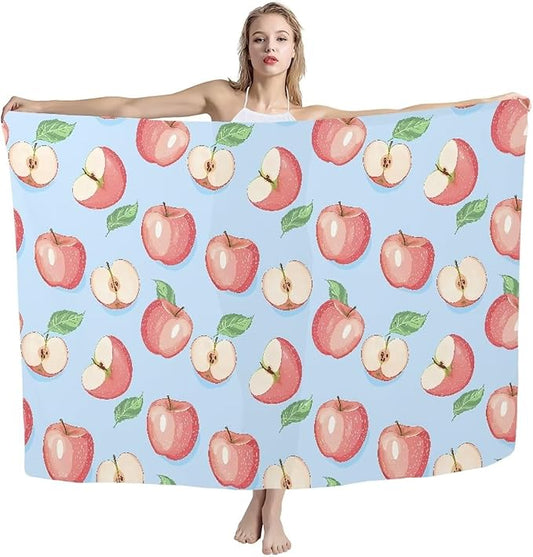 Fresh Apple Green Leaf Print Quick Dry Beach Towel, Adult Oversized Lightweight Beach Towels Sand Free Absorbent Compact Beach Thin Blanket for Swimming Camping Pool (110"x78") Size L