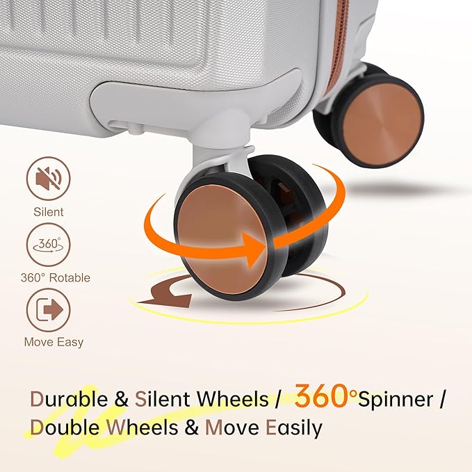 Luggage Sets with Spinner Wheels, 3 Piece Suitcase Set for Women,Hardside Luggage set Clearance with TSA Lock,Hard Shell Rolling suitcase,Hard Case for Travel(Silvery, 3PCS Set)