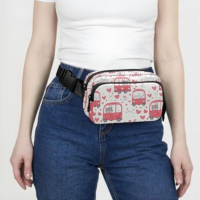 Kawaii Cat Bus Fanny Pack for Women Men Water Resistant Fashion Waist Packs with Adjustable Strap Belt Bag for Travel Workout Jogging Hiking 21220289