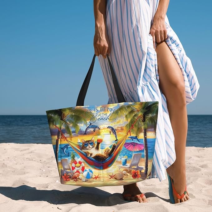 Extra Large Beach Bags For Women, Waterproof Beach Totes Bags For Women, Lightweight Foldable Pool Bag With Zipper