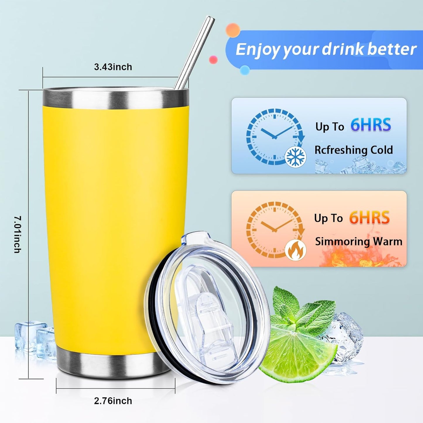 20oz Tumbler with Straw and Brush, Stainless Steel Vacuum Insulated tumbler, Double Wall Insulated Coffee Tumbler for Outdoor, Home, Travel,Office (Buff,4pcs)