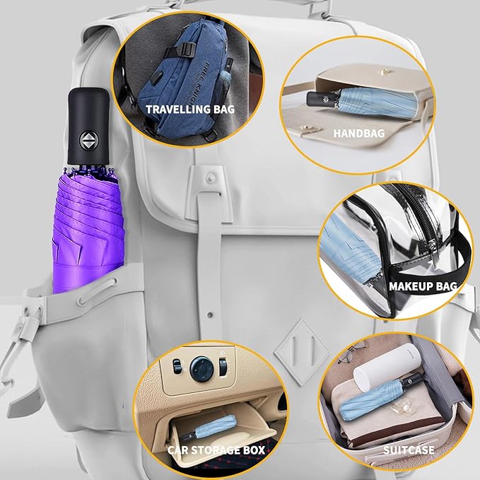 MRTLLOA 42/49 Inch Compact Travel Essentials Umbrella for Rain, Lightweight, Portable, Automatic, Strong, Waterproof Folding Umbrellas for Women, Men and Teenagers