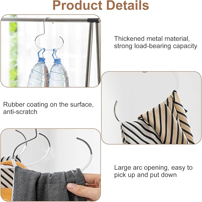 6 Pcs Hat Organizer for Baseball Caps, Heavy-Duty Metal Closet Cap Rack Holder for Space-Saving, Cap Organizer for Baseball Caps, Beanies, Belts, Purses (White)