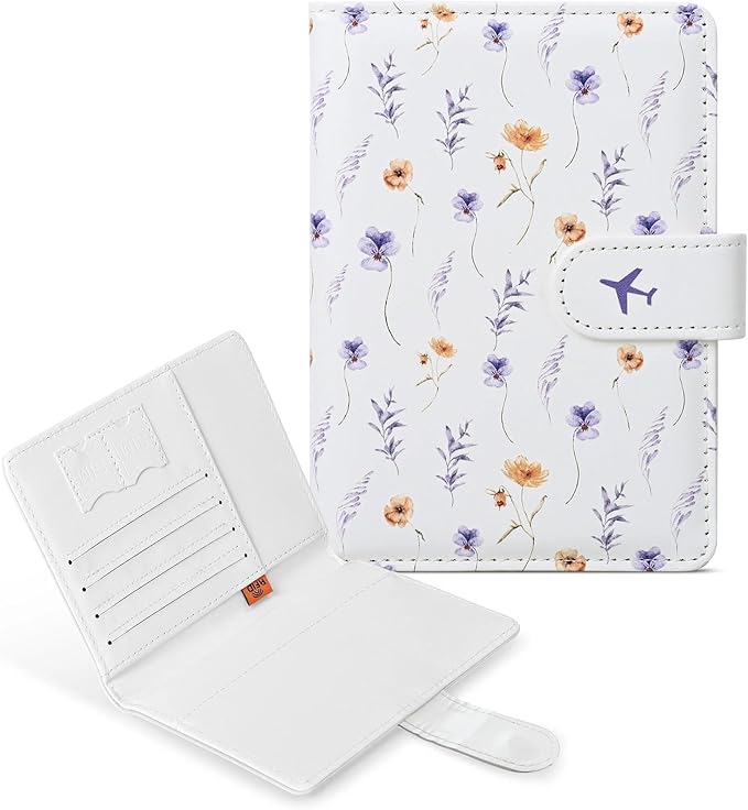 COSHAYSOO Personalized RFID Passport Holder for Travel Women Passports Cover Case Air Essentials Airplane Flight Accessories Airline Plane Flying Must Haves Christmas Gifts Floral Flower Graphic