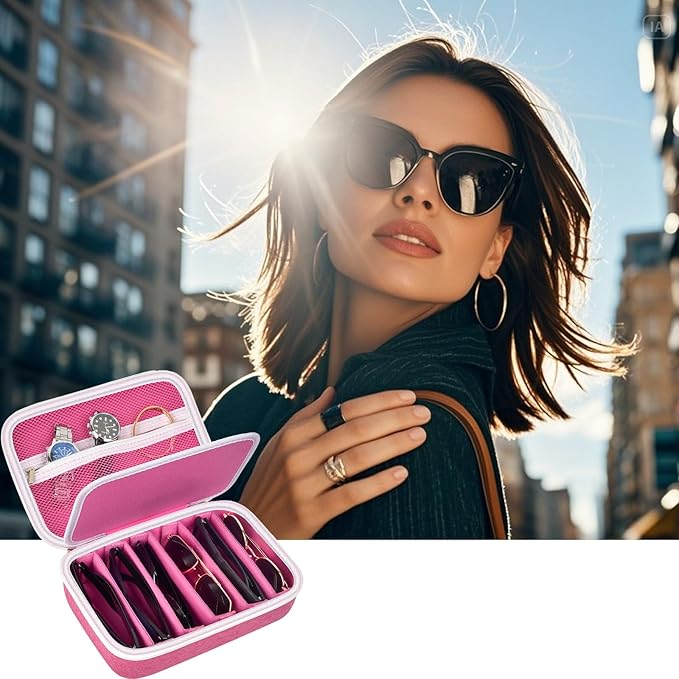 Travel Sunglass Organizer Case for Quay Polarized Sunglasses Men Women, Trendy Glasses Storage Box (Bag Only)