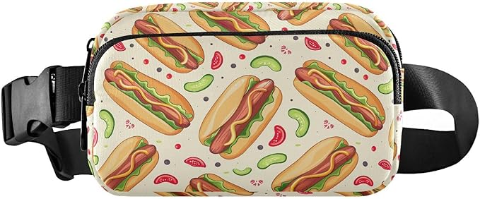 Funny Hot Dog Fanny Pack for Women Men Water Resistant Fashion Waist Packs with Adjustable Strap Belt Bag for Travel Workout Jogging Hiking 21220341