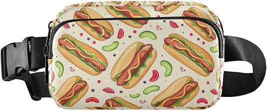 Funny Hot Dog Fanny Pack for Women Men Water Resistant Fashion Waist Packs with Adjustable Strap Belt Bag for Travel Workout Jogging Hiking 21220341