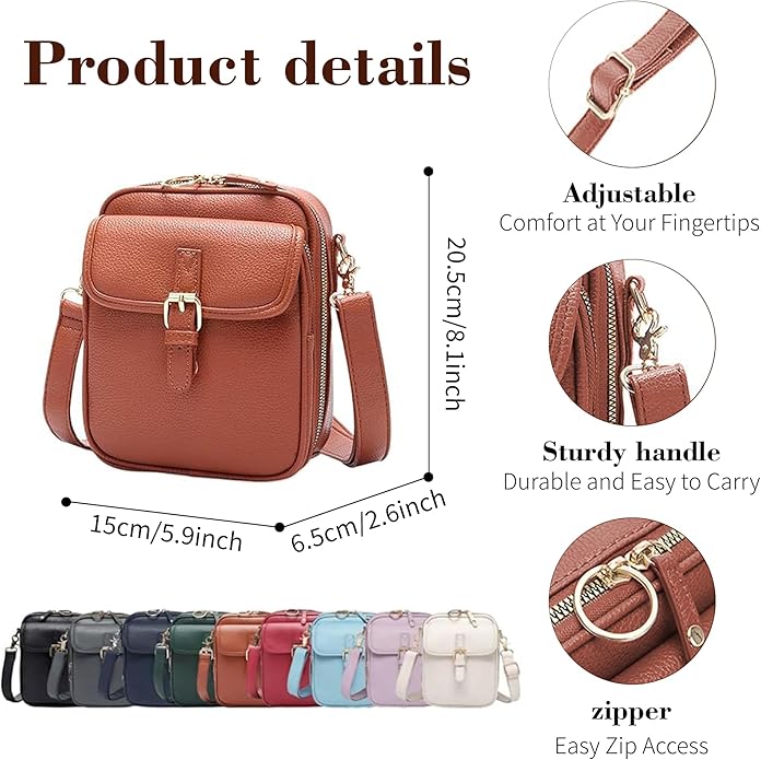 Leather Crossbody Bags for Women Travel Small Crossbody Purse Anti Theft Waterproof Bum Bag with Built in Wallet