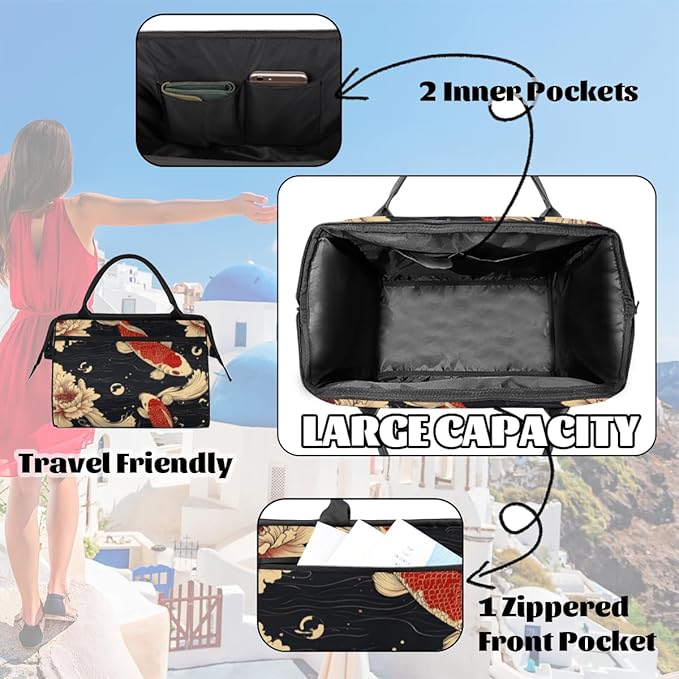 Kois Pattern Overnight Weekender Bag for Women Men Travel Duffel Bags Waterproof Luggage Carry on Sports Yoga Gym Bag