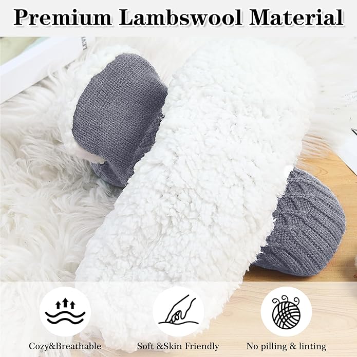 Warm Slipper Socks for Women Indoor Soft Cozy House Sock Shoes Non-Slip Knitted Socks Fuzzy Thermal House Slippers
