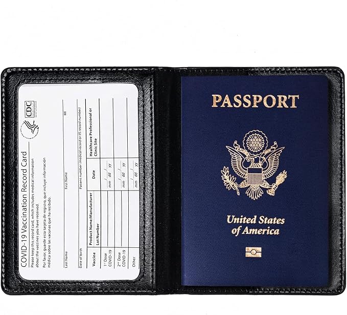 2 Pcs Passport holders，Ultra Slim passport wallet，PU Leather Passport Cover Case for Women and Men