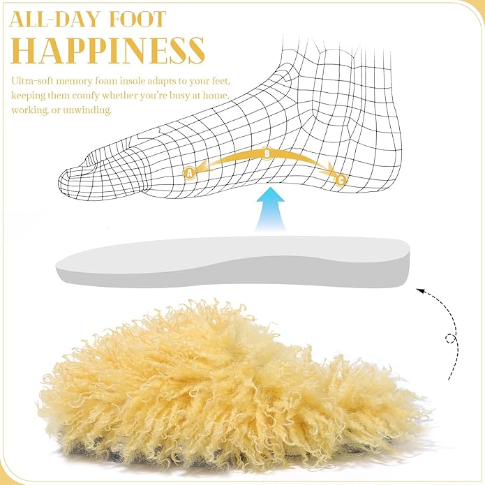 GOKTOW Fluffy Furry Slippers for Women - Non-Slip Warm Fuzzy Fluffy Slides, Indoor Home Quick Trip House Slippers