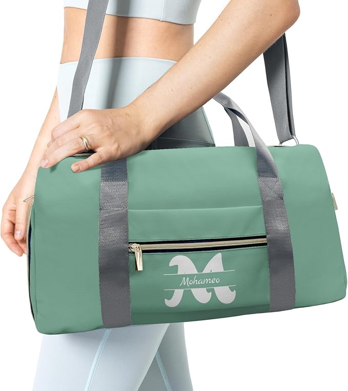 Personalized Tactical Gym Bag For Men，Custom Travel Duffel Bag with Name，Sports Workout Travel Bag with Shoes Compartment-Green letter