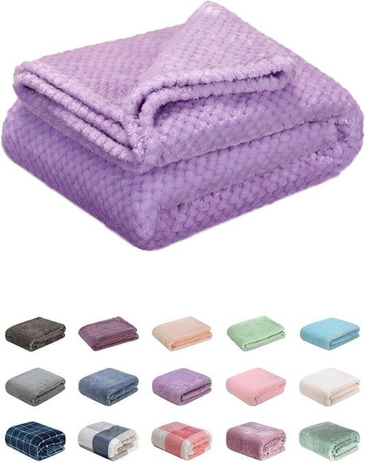 Fuzzy Throw Blanket, Plush Fleece Blankets for Adults, Toddler, Boys and Girls, Warm Soft Blankets and Throws for Bed, Couch, Sofa, Travel and Outdoor, Camping (40”×60”, Lavender)