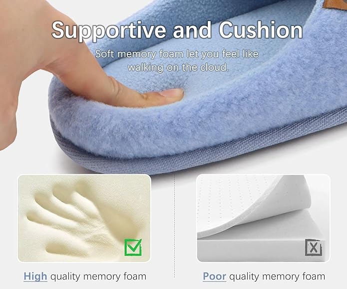 ONCAI Men's House Slippers Memory Foam Slip-On Warm Cozy Scuff Home Bedroom Shoes with Indoor/Outdoor Rubber Soles US Size 7-15