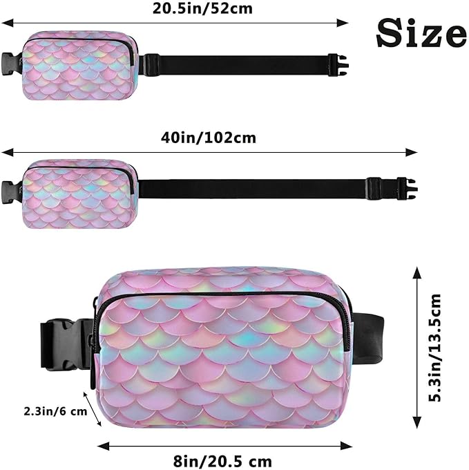Colorful Mermaid Scale Fanny Pack for Women Men Water Resistant Fashion Waist Packs with Adjustable Strap Belt Bag for Travel Workout Jogging Hiking 21219392