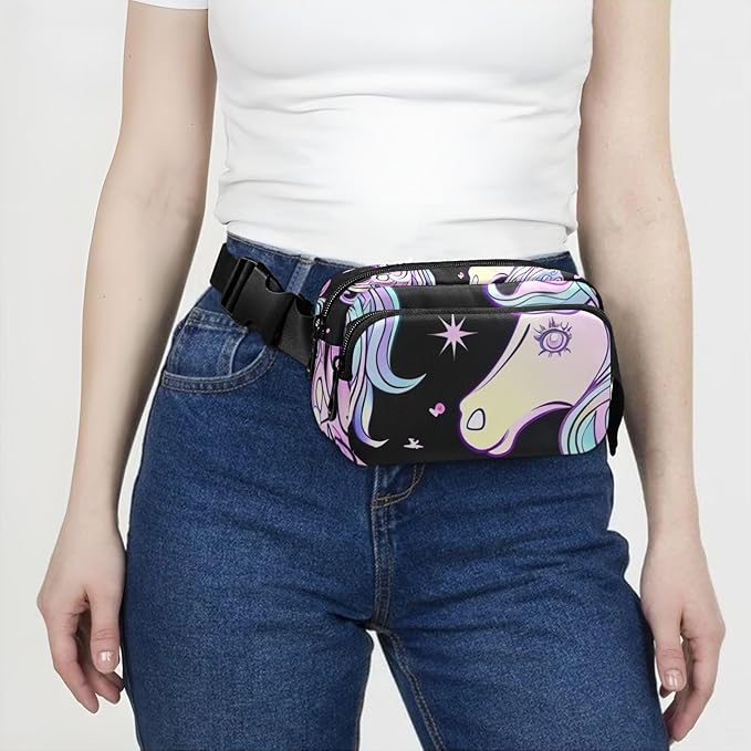 Gradient Unicorns Fanny Pack for Women Men Water Resistant Fashion Waist Packs with Adjustable Strap Belt Bag for Travel Workout Jogging Hiking 21219336