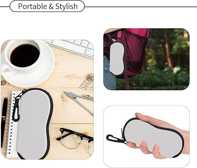 Hion Sunglasses Soft Case Ultra Light Neoprene Zipper Eyeglass Case With Belt Clip