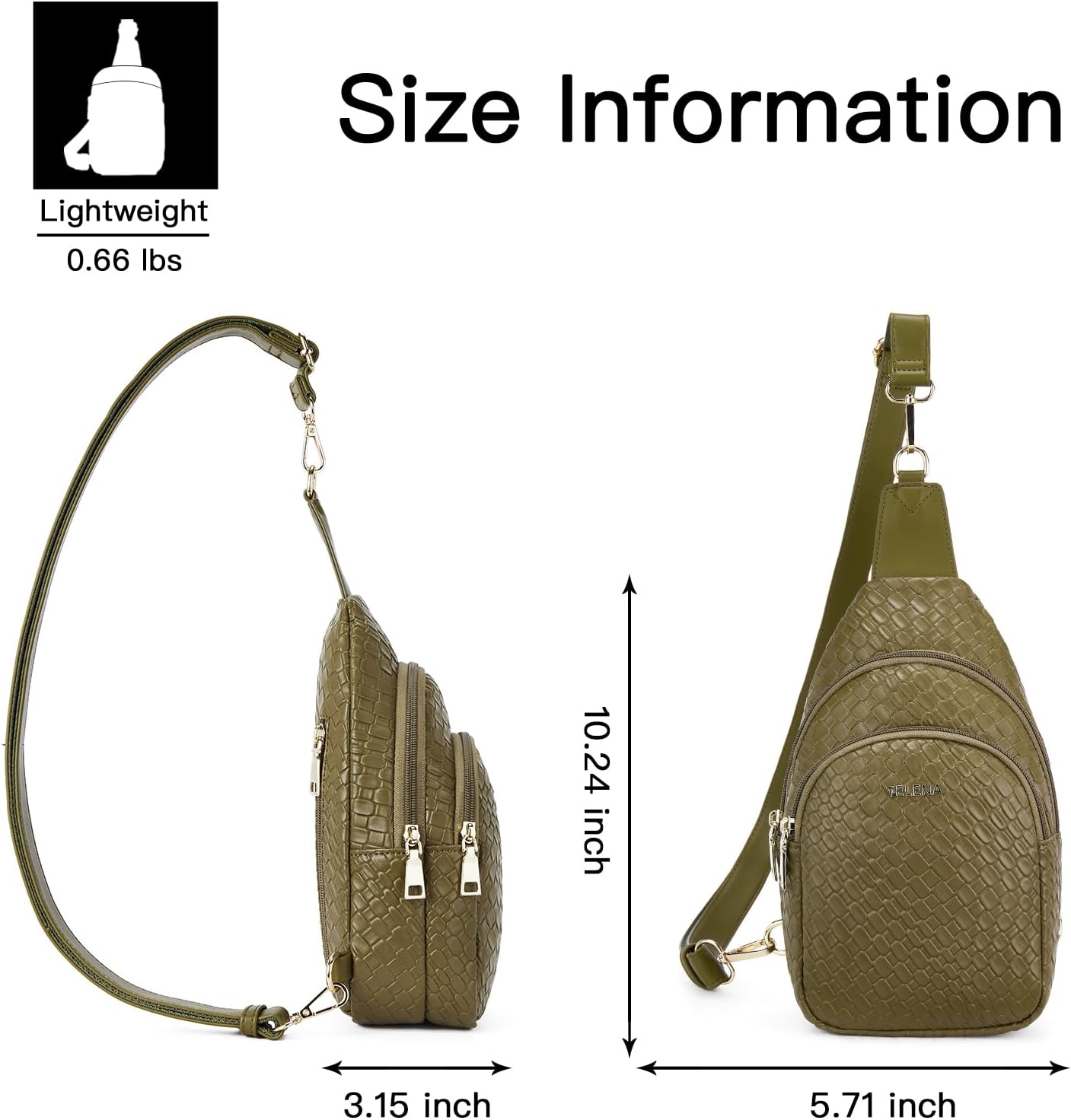 Telena Small Sling Bag for Women Leather Crossbody Fanny Packs Chest Bag for Women