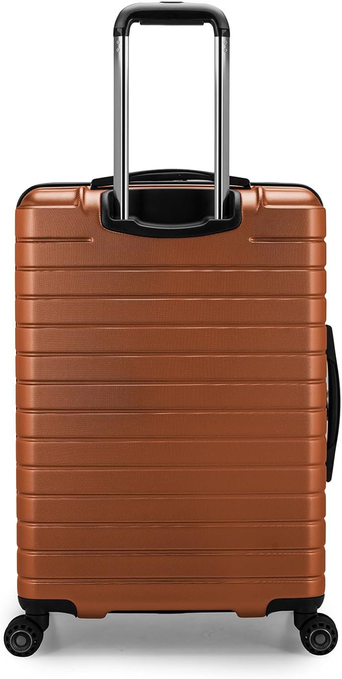 Traveler's Choice Archer Polycarbonate Expandable Luggage with Spinner Wheels, Orange, Checked 26-Inch