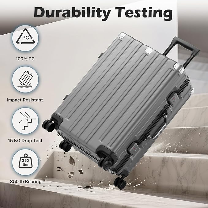 Krute Luggage Sets 2 Pieces 20 28 Inch Aluminum Frame Luggage With Wheels Hardside PC No Zipper Suitcase with USB Charger