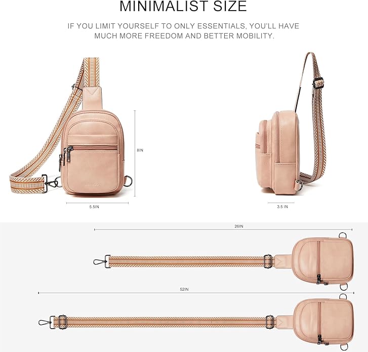 Sling Bag For Women Faux Leather Small Casual Daypack Backpack Fanny Pack Crossbody Chest Bags Purse