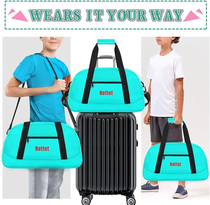 Custom Name Duffle Bag Personalized Kids Gym Bag Travel Overnight Weekender Bag Sports Bag for Boys Girl Blue
