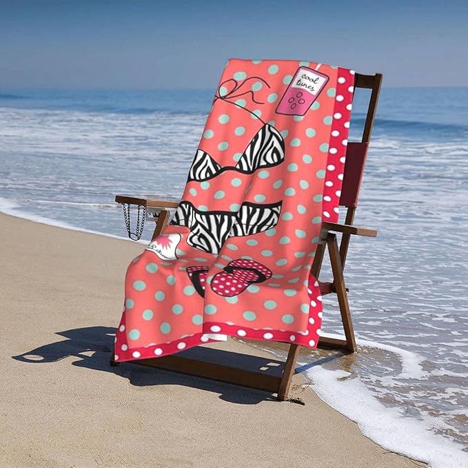 Cute Beach Towel for Women/Adults, Personalized Microfiber Beach Towels Bulk, Quick Dry Beach Towel for Pool, Lightweight Bath Towels Oversized Clearance 30"x 60"