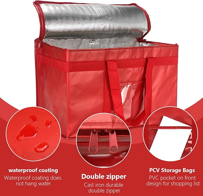 Yalin XXXL Large Insulated Cooler Bag, Styrofoam Cooler of Keep Food Hot or Cold, Reusable Double Zipper Food Delivery Bag for Grocery Shopping, 23" W x 15" H x 14" D