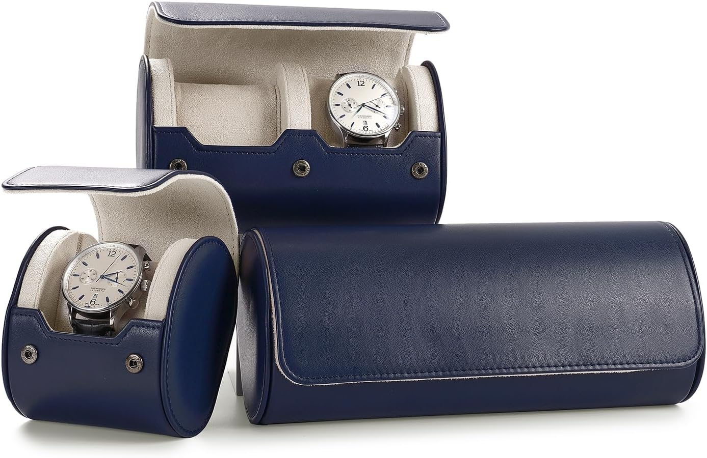 Oirlv PU Leather Watch Box for Mens Watch Organizer Case Jewelry Gift Box for Birthday Fathers Day Anniversary(2 slots, Royal Blue)