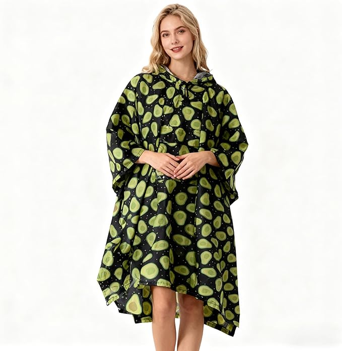 Hooded Rain Poncho for Adults - Waterproof Rain Coat and Lightweight Jacket 3-in-1 Multi-Function with Pockets